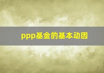 ppp基金的基本动因