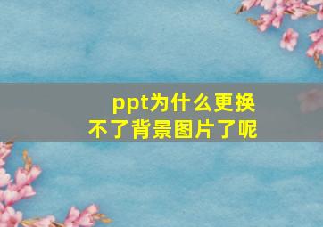 ppt为什么更换不了背景图片了呢