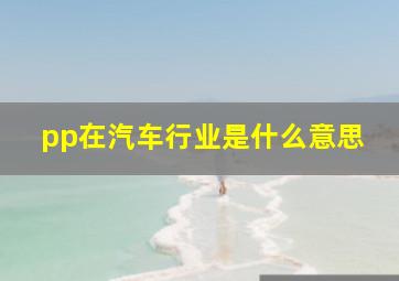 pp在汽车行业是什么意思