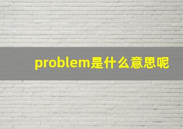 problem是什么意思呢