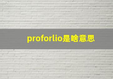 proforlio是啥意思