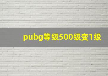 pubg等级500级变1级