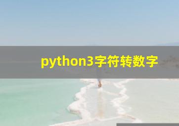 python3字符转数字