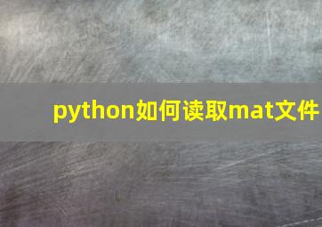 python如何读取mat文件