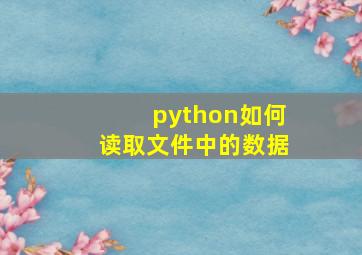 python如何读取文件中的数据