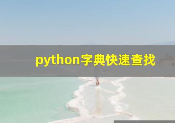 python字典快速查找