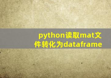 python读取mat文件转化为dataframe