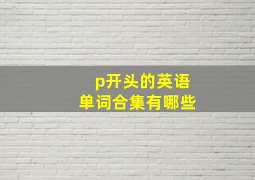 p开头的英语单词合集有哪些