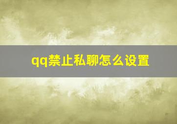 qq禁止私聊怎么设置