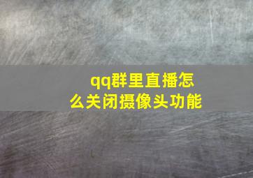 qq群里直播怎么关闭摄像头功能