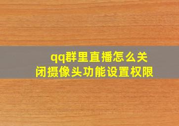 qq群里直播怎么关闭摄像头功能设置权限