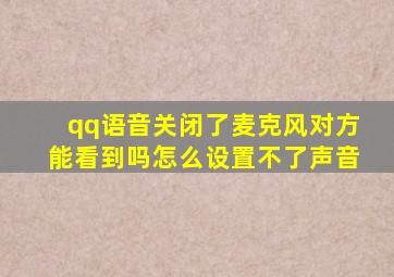 qq语音关闭了麦克风对方能看到吗怎么设置不了声音