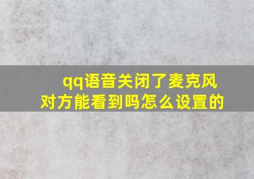 qq语音关闭了麦克风对方能看到吗怎么设置的