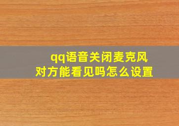 qq语音关闭麦克风对方能看见吗怎么设置