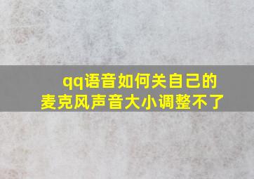 qq语音如何关自己的麦克风声音大小调整不了