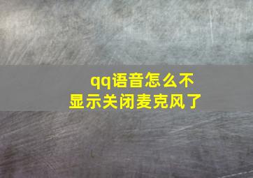 qq语音怎么不显示关闭麦克风了