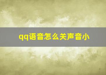 qq语音怎么关声音小