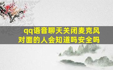 qq语音聊天关闭麦克风对面的人会知道吗安全吗