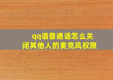 qq语音通话怎么关闭其他人的麦克风权限