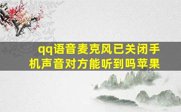 qq语音麦克风已关闭手机声音对方能听到吗苹果