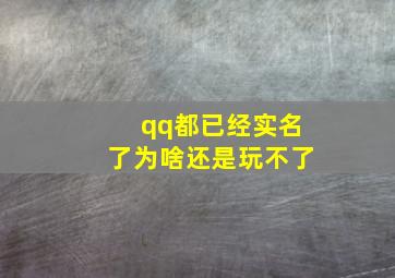 qq都已经实名了为啥还是玩不了