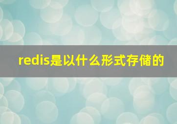 redis是以什么形式存储的