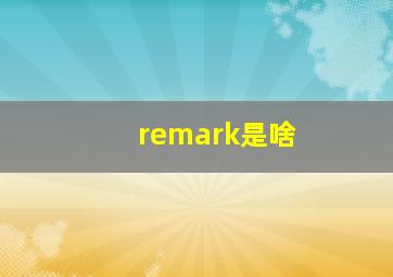 remark是啥