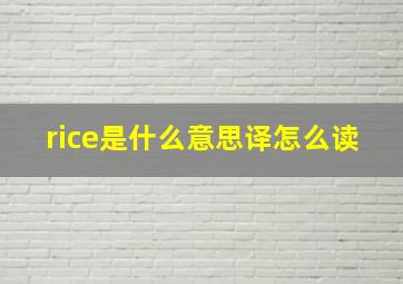 rice是什么意思译怎么读