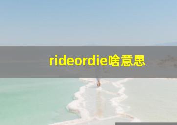 rideordie啥意思