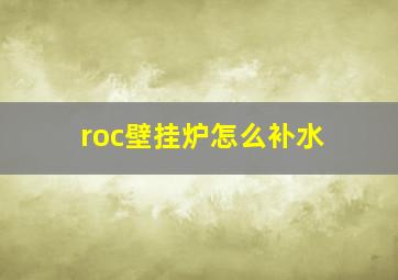 roc壁挂炉怎么补水