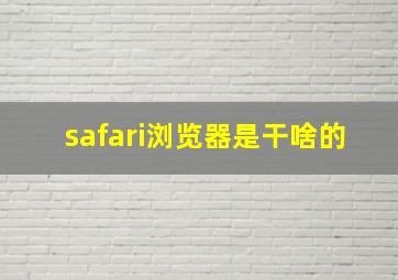 safari浏览器是干啥的