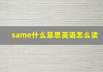 same什么意思英语怎么读