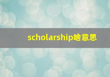 scholarship啥意思