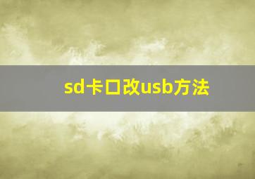 sd卡口改usb方法