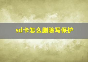 sd卡怎么删除写保护