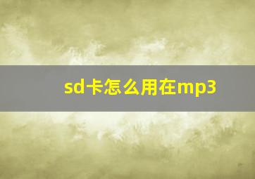 sd卡怎么用在mp3