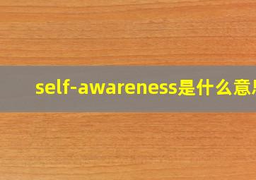 self-awareness是什么意思