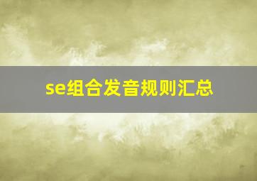 se组合发音规则汇总