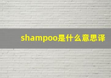 shampoo是什么意思译