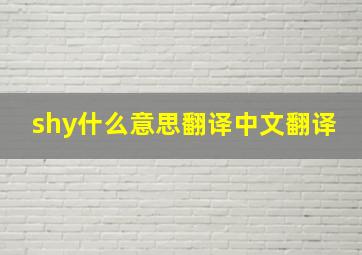 shy什么意思翻译中文翻译