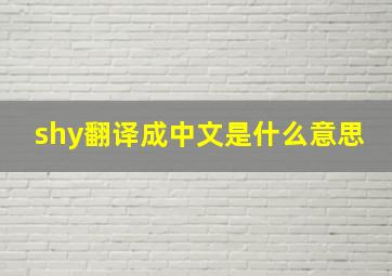 shy翻译成中文是什么意思