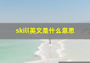 skill英文是什么意思