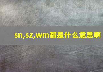 sn,sz,wm都是什么意思啊