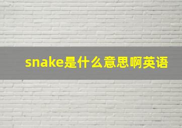 snake是什么意思啊英语