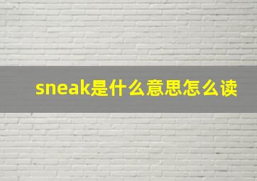 sneak是什么意思怎么读