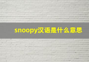 snoopy汉语是什么意思