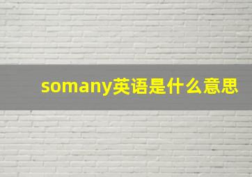 somany英语是什么意思