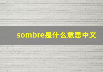 sombre是什么意思中文