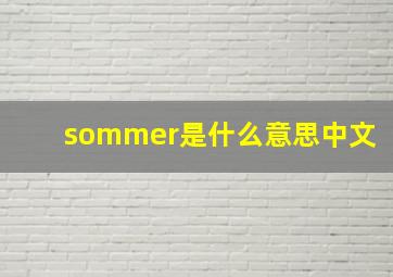 sommer是什么意思中文