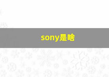 sony是啥